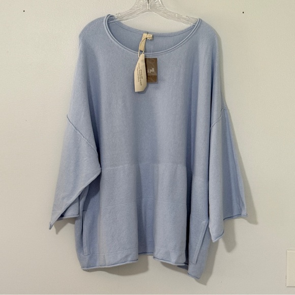 NWT Pure J.Jill Cashmere Blend Kimono Dolman Sweater Sky Blue XL Oversized - Picture 3 of 13